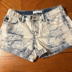 KanCan Denim Light acid Wash Distressed Jean Shorts size medium